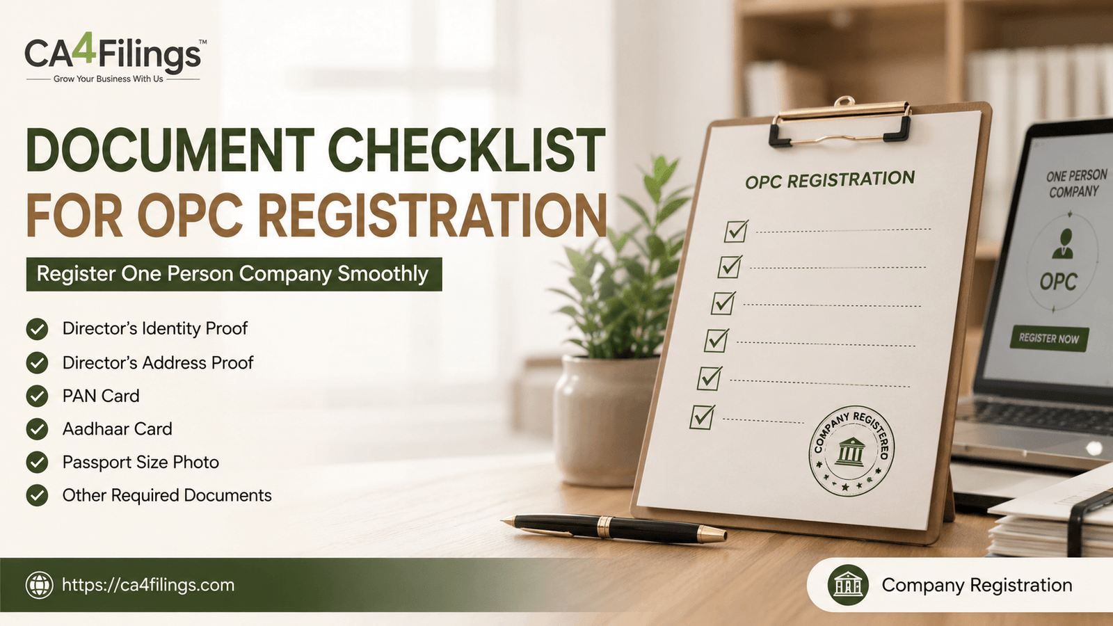 Checklist of Documents Needed to Register One Person Company Smoothly